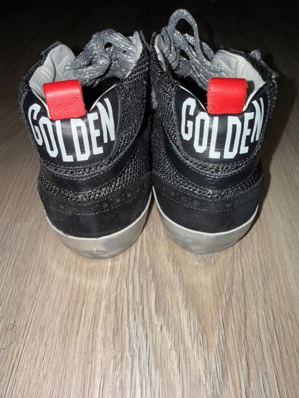 GOLDEN GOOSE distressed suede mid high animal print sneaker with metallic laces - Picture 3 of 10